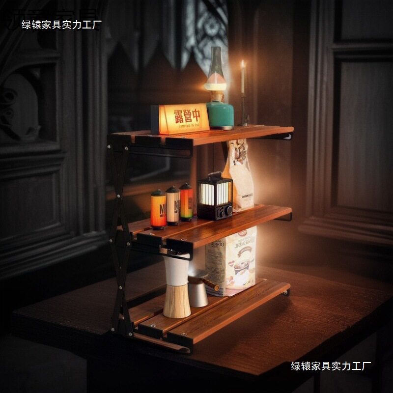 户外置物架可折叠便携式电脑桌整理架电竞桌搭三层收纳架子小桌子