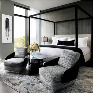 现代设计师布艺单椅休闲椅洽谈椅轻奢懒人沙发棉麻意式极简劳森椅