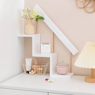 A6L阿楹 奶油风阶梯形置物架收纳摆件艺术展示卧室书桌转角电视墙