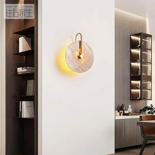 轻然奢全铜卧室床头壁天云石新式中别墅客厅墙GUN灯设灯计师灯具