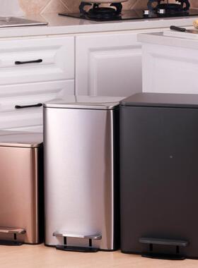 PK7JF755JJM8大垃盖圾桶大带美式轻奢号家特大容量不锈钢厨房脚踩