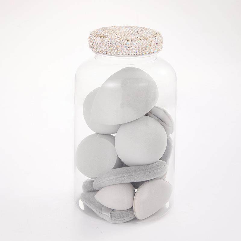 尚镶钻美妆蛋粉扑收纳圆柱收纳瓶旅行便携轻奢时68罐瓶装形瓶,收纳整理,收纳瓶,淘宝优惠券,粉丝福利购,淘宝优惠卷