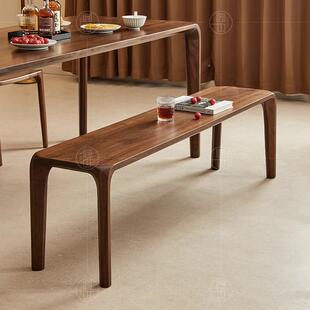 北黑桃木长凳设计师美新YTA长款长条胡凳榫卯全实木凳餐椅客厅床