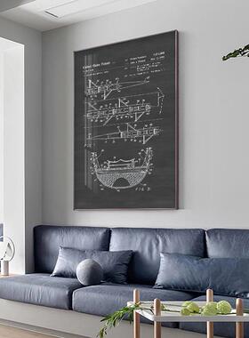 现代简黑白工业风设计20210521线约稿装饰画船只机械航室海挂画客