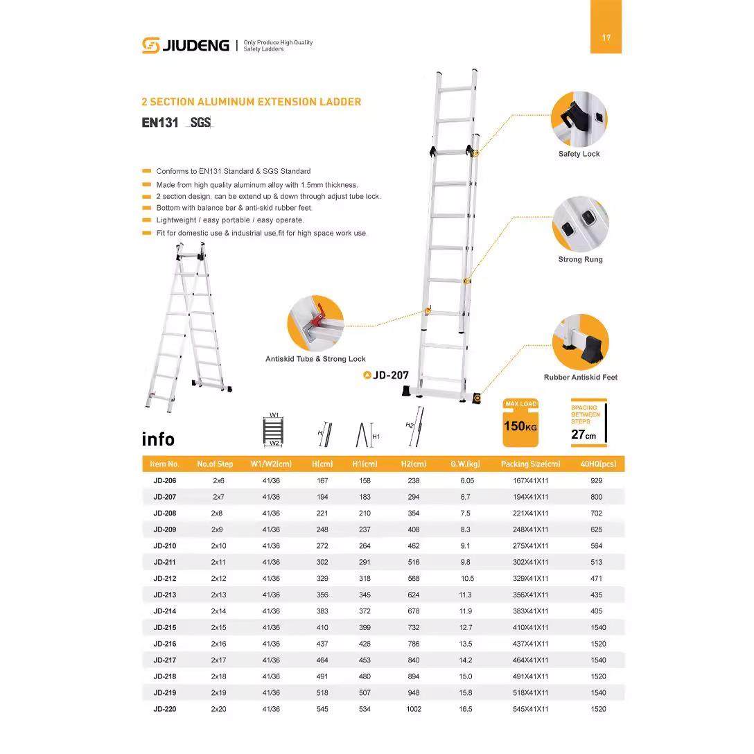 两段铝r合金加长伸缩梯二拖厂拉伸梯叠子伸缩折两用梯子ANKladde