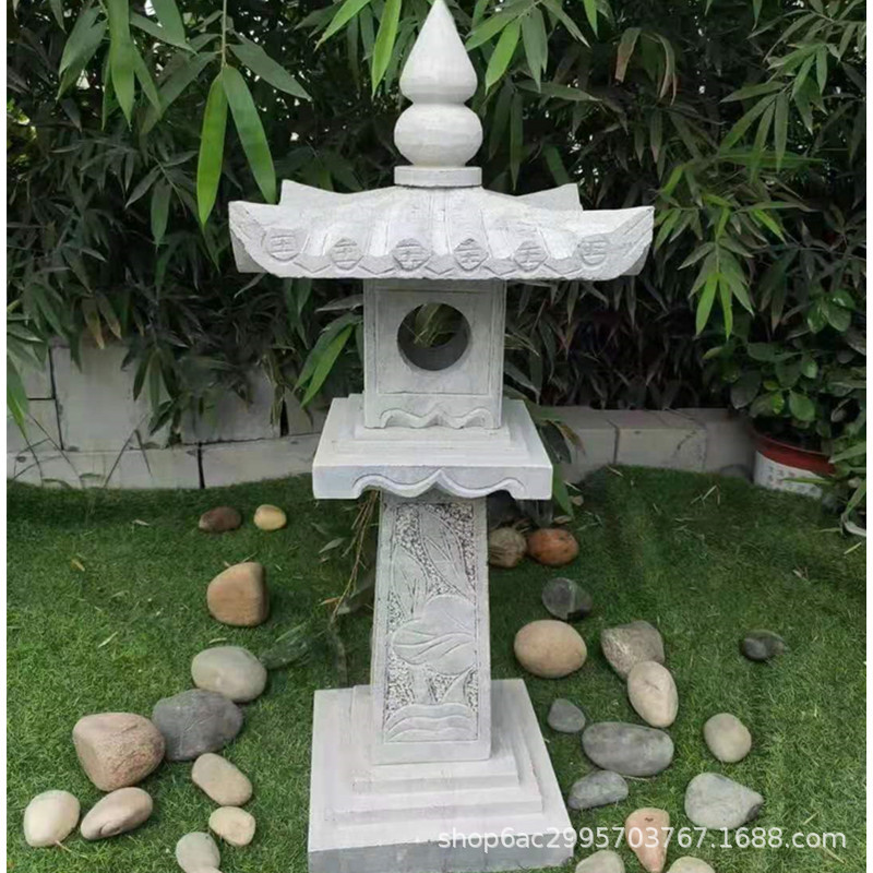 石灯庭院仿古日式摆件石头灯 花园酒店装饰照明石雕灯塔古风