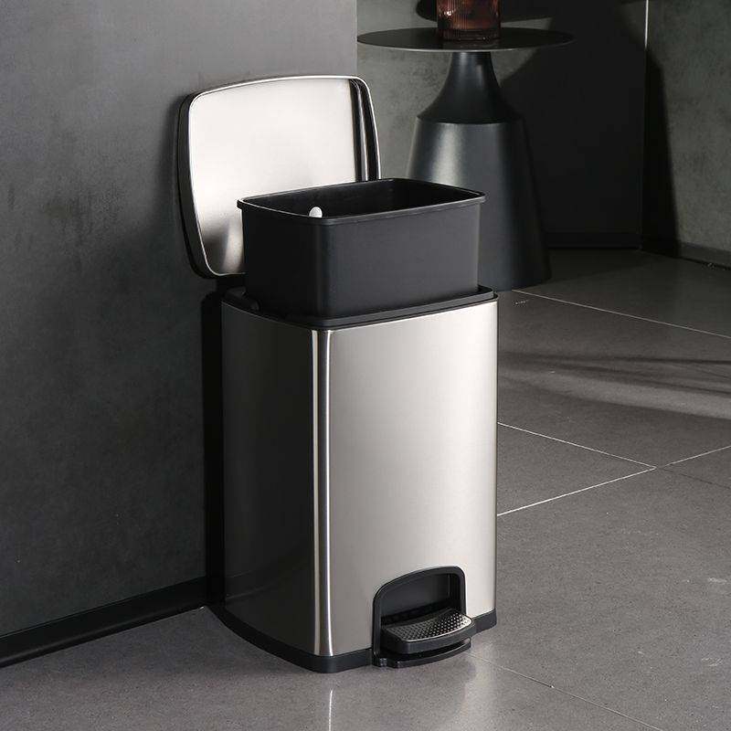 商用厨房垃圾桶家用不锈钢脚踏式客厅加大容量带盖脚踩卫生间专用
