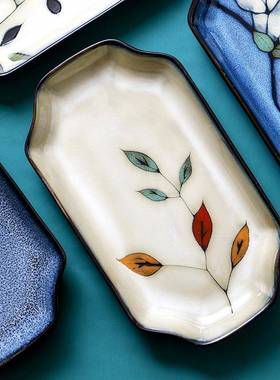 日式长方鱼形盘陶瓷盘子鱼盘家用新款蒸QZZ盘子创意菜盘盘早餐小