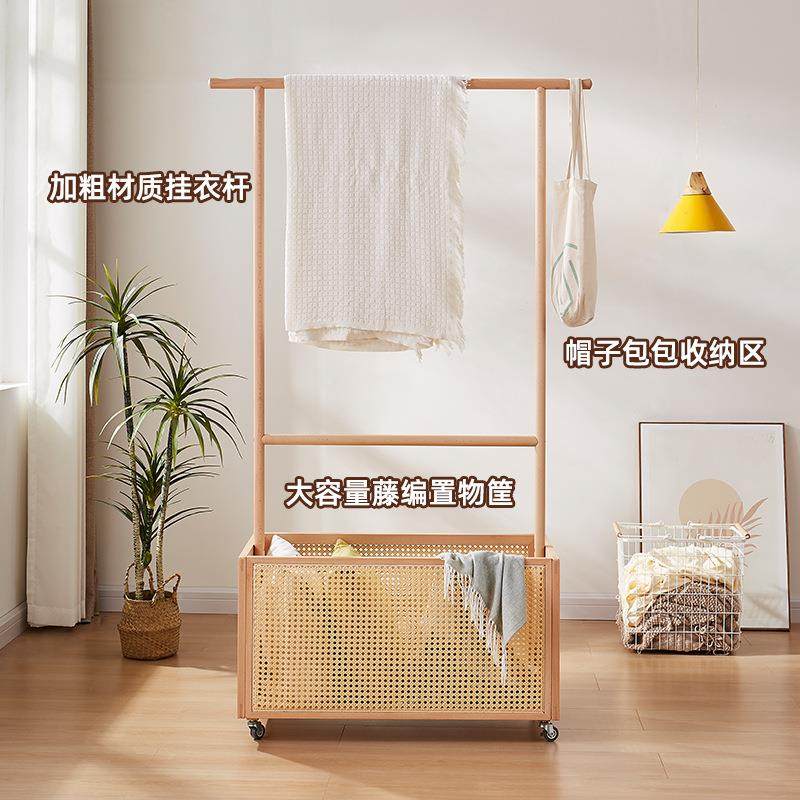 卧用室衣帽架家榉木挂衣落地纳式可移动室内简易衣OUT服架收置物