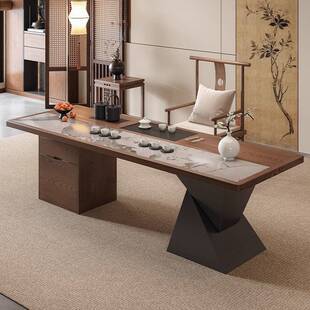 实木办公室沙发茶几茶台一体式宋式美学去客厅化罗汉床茶桌椅组合