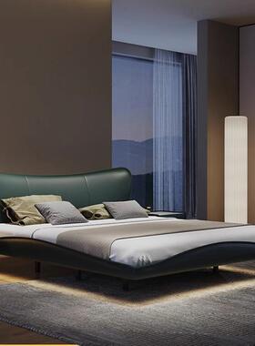 皮床现代简约浮简床用异型灯带悬床主卧家设极计师款创意艺97147