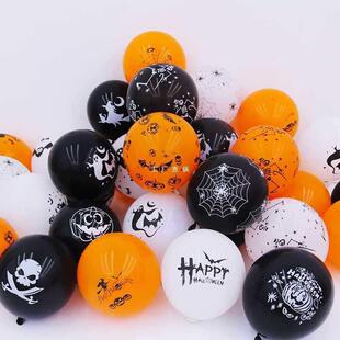 173万圣节印花气球南圣头鬼脸万节商场布置装饰球酒吧KT气瓜V装扮