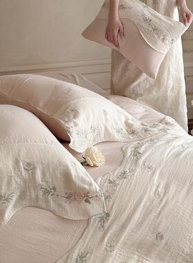 法式田园风四件套全XS25161棉皱皱双层纱致刺绣家用纯棉裸床睡品