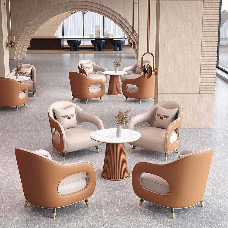 售楼处发XXA一桌四椅店大堂发会客接酒待沙发办公室商务单人沙沙