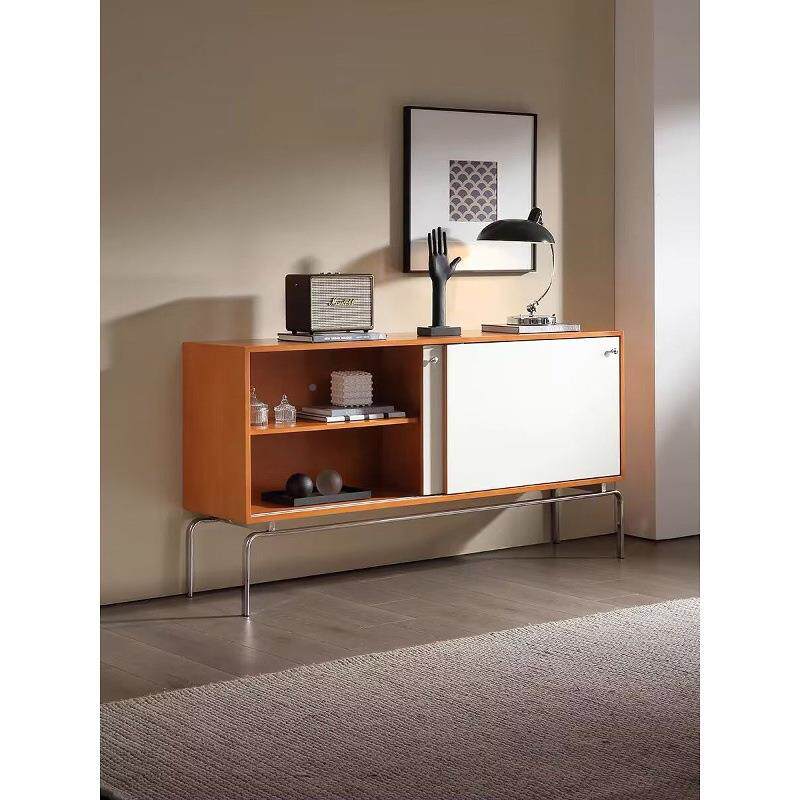 简约餐中古边柜不钢储物-柜客锈厅古复收纳靠墙一体柜小户型电视