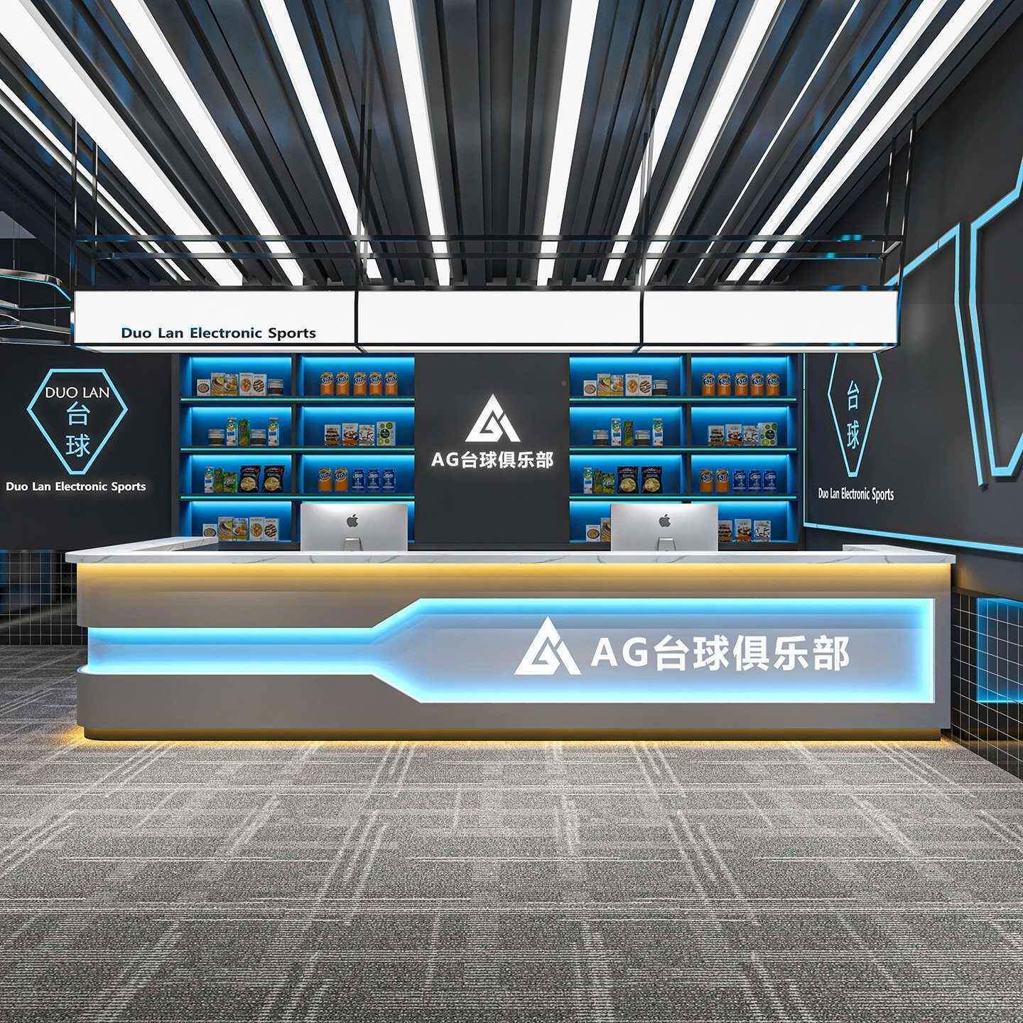 工房业风台K球厅吧台竞网咖收银台前电台929健身娱乐会所TV酒吧接