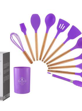 kit柄chen彩色胶厨具12件勺套木铲套装烹饪HRTZ-0铲勺1硅1件套厨