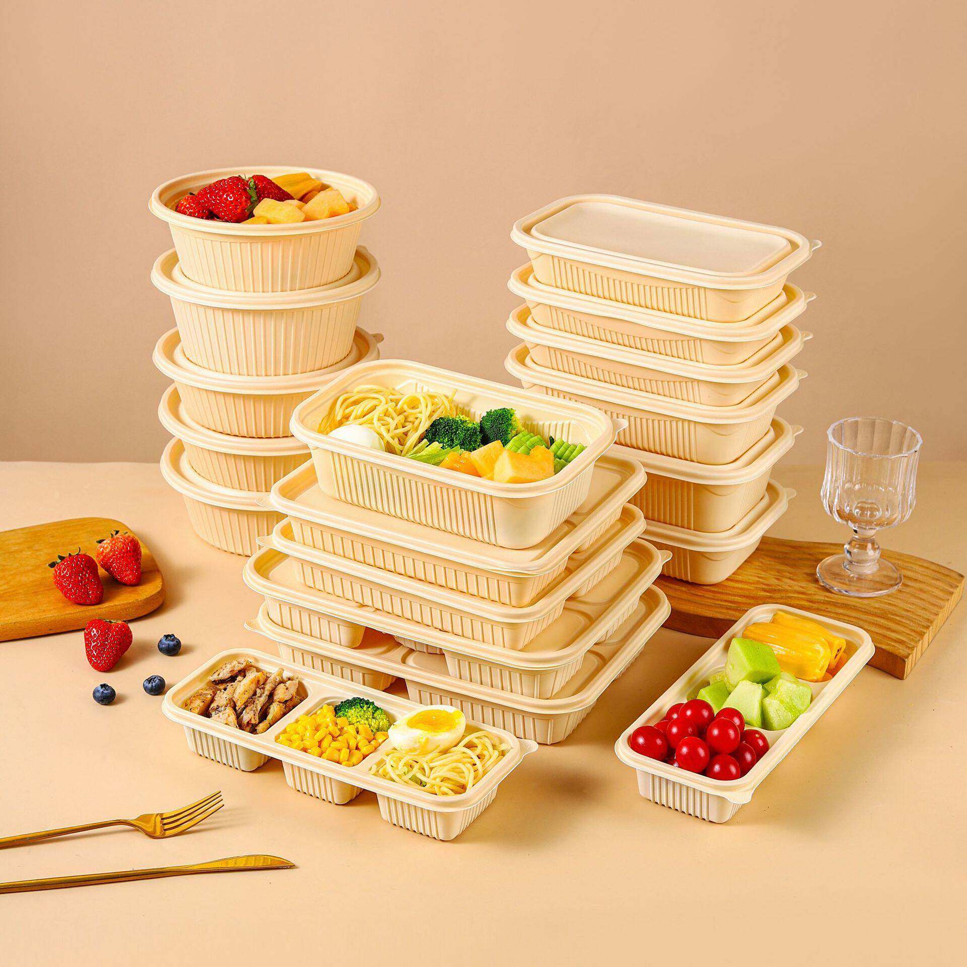NWT-Y-20玉米淀粉餐盒圆支定持制碗全次降解食品级环保一性带盖外