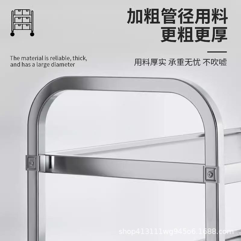 层加厚小三推车餐厅送餐车酒店后厨调钢料收688纳厨房不锈餐车车
