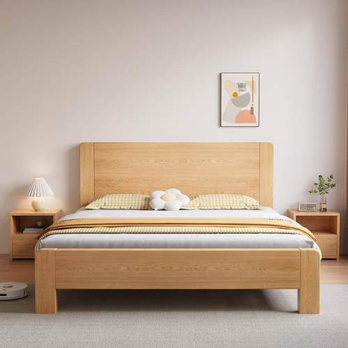 新款大板床原木色1.8m双人床出租房屋用1.5米小户型经济型单人床