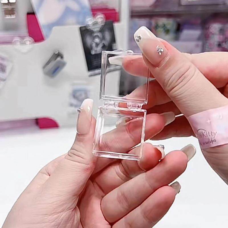 咕咕迷你小盒子透明翻盖收纳盒正方形翻盖塑料盒首饰盒咕卡咕