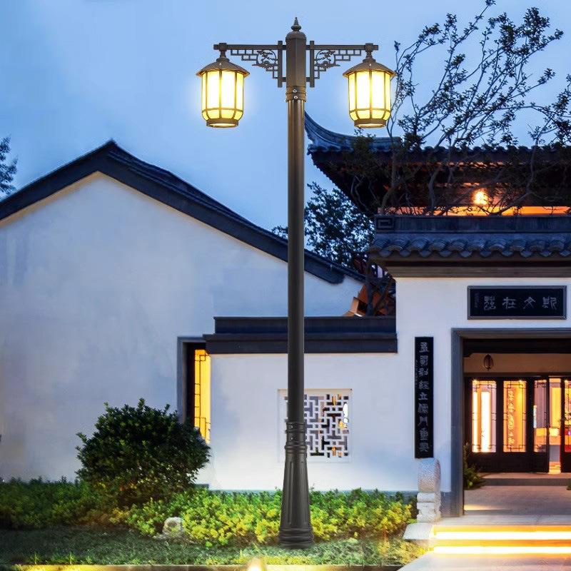 新中式户外太阳能防水庭院灯花园别墅景观室外公园3米高杆路灯