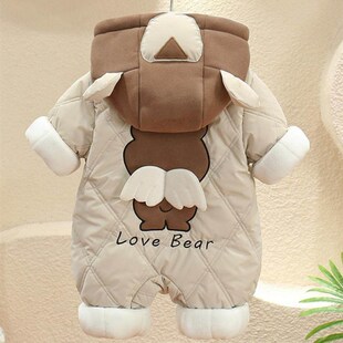 婴儿衣服加厚宝宝连体衣男童装冬装两0一3个月6五4七1岁半八9十