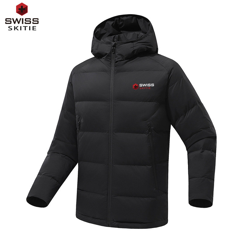 SWISS SKITIE瑞士军工羽绒服男极寒加厚连帽冬季外套白鸭绒面包服