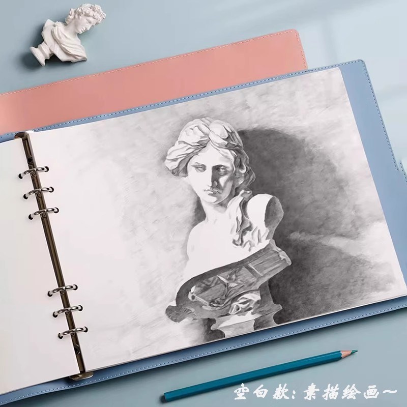 A4活页本横版软皮笔记本子高颜值精致高级大学生加厚空白本手绘本