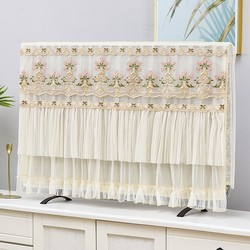 定做大尺寸85英寸100英寸新款电视机防尘罩套中式蕾丝开机不取款