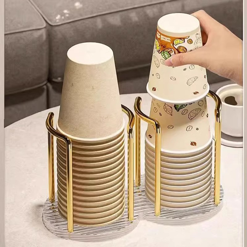 桌面纸杯架一次性杯子取杯器高颜值亚克力家用咖啡杯子收纳置物架