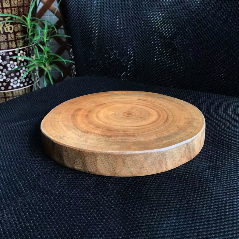 天然圆形香樟木片客厅凳子实木桌子阳台桌原木铁艺实木桌椅换鞋凳