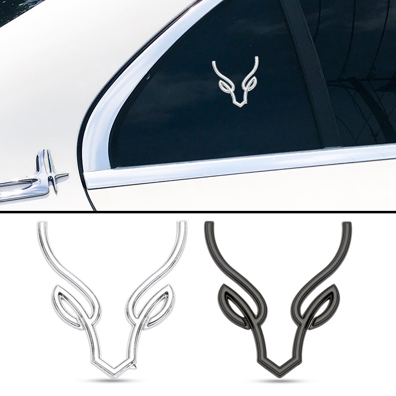一鹿平安车标个性改装3D立体车贴鹿角创意金属车身贴装饰尾标改装
