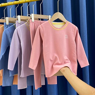 儿童保暖内衣套装男女童无骨德绒秋衣秋裤中小童自发热家居服无痕