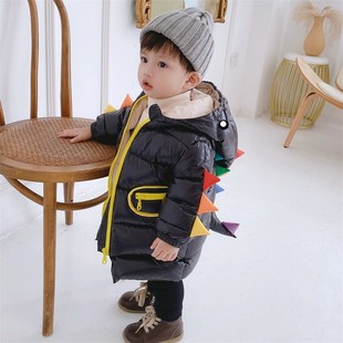 齐跃宝宝羽绒服冬季男女童1-3岁小恐龙中长款小童2加厚保暖外套潮