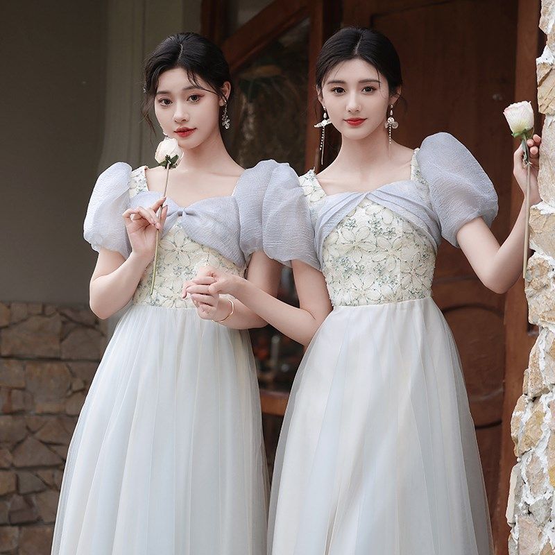 伴娘服女毕业礼服2024新款小个子秋冬高级感姐妹团伴娘裙平时可穿