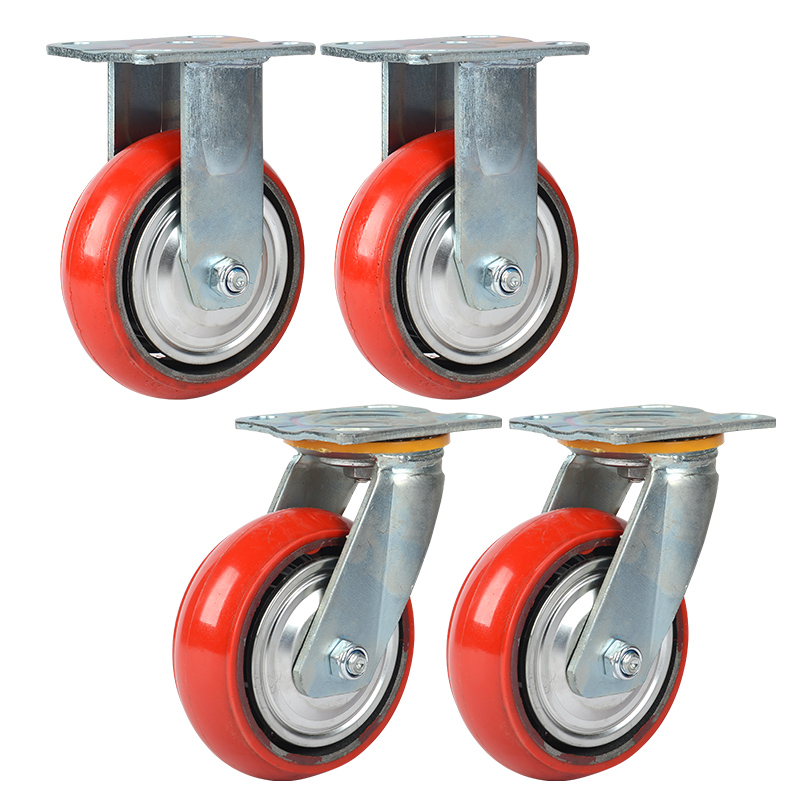 超重型韩式圆弧铁芯聚氨酯4寸5寸6寸8寸万向轮脚轮手推车平板车轮