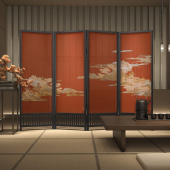 新中式 祥云实木屏风隔断客厅玄关办公室酒店大堂可移动栅栏折屏