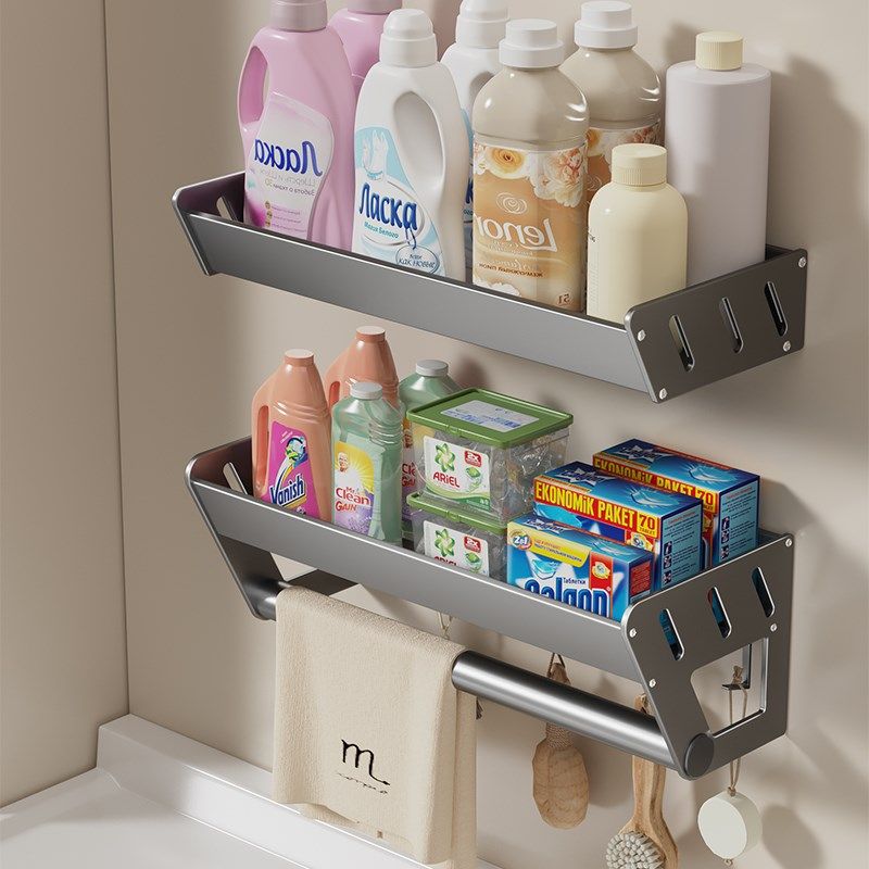 阳台滚筒洗衣机上方置物架免打孔壁挂式墙上浴室洗衣粉凝珠收纳架