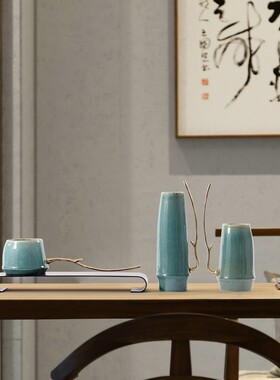 新中式陶瓷储物罐客厅摆件家居装饰创意茶桌托盘装饰品工艺品摆设