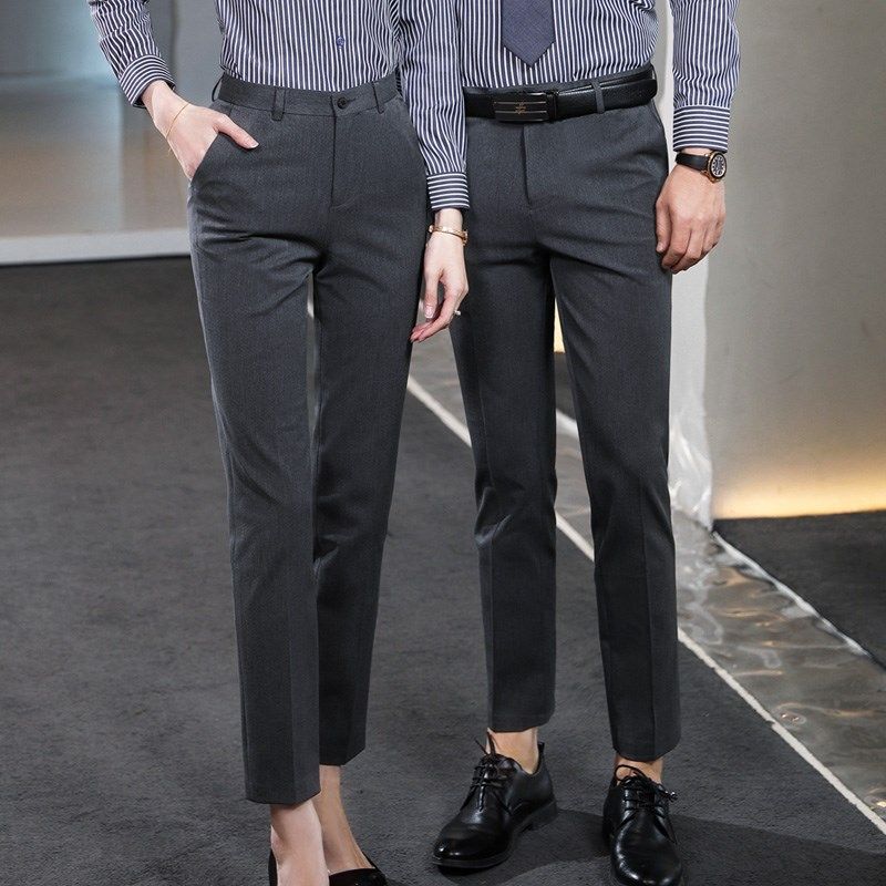 春秋男女款职业西裤高弹力免烫工作服裤子咖啡色墨绿色职业西装裤