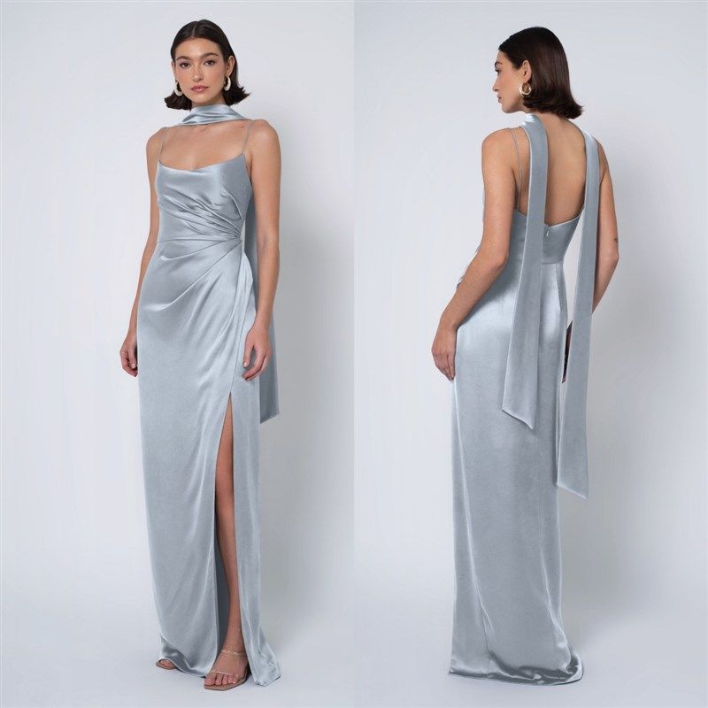 法式绝美新款缎面成人礼毕业典礼轻礼服大码胖mm姐妹团伴娘服礼裙