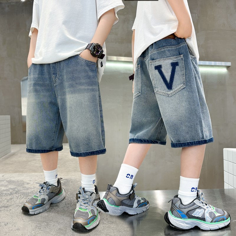 儿童装男童夏装裤子短裤2024新款薄款中大童牛仔裤夏季中裤夏款潮