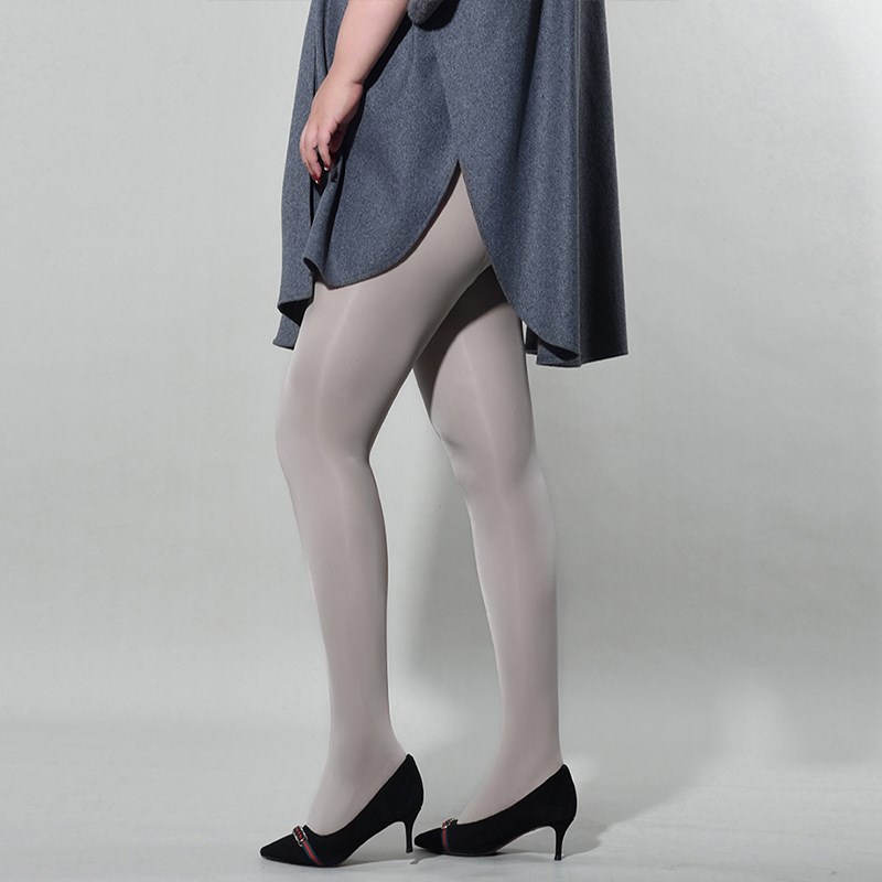 卿荷马油丝袜大码女200斤胖mm不掉档黑丝油亮开裆春秋光腿连裤袜