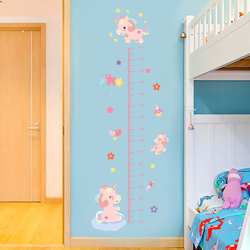儿童房装饰墙贴自粘可移除宝宝量身高标尺测量仪卡通记录身高贴纸