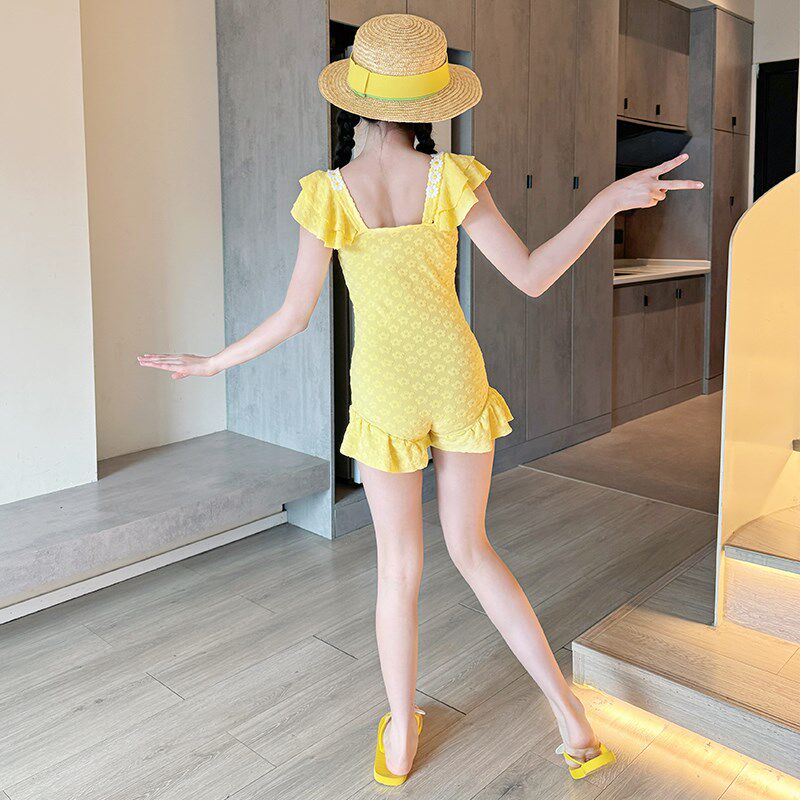 女童泳衣夏季2025新款儿童洋气高颜值泳装大童女孩网红连体游泳衣