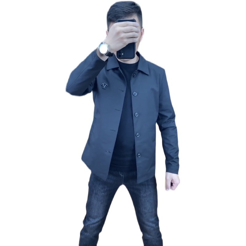 2023秋冬休闲夹克黑色西装男春季款外穿简单百搭男款商务男装外套