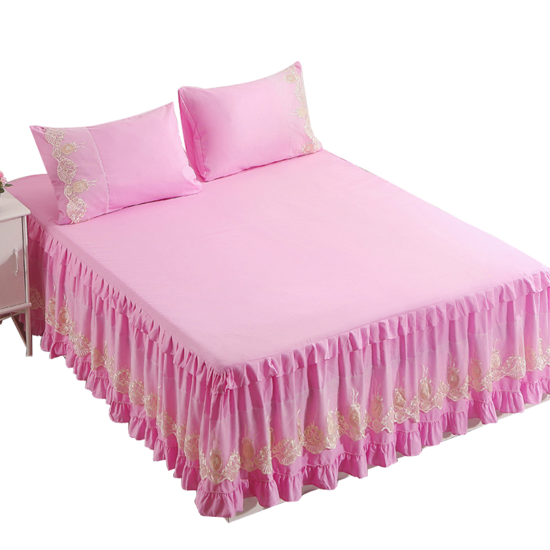 2019新款夏季蕾丝床罩裙式荷叶边1.8米床裙单件防滑1.5床群防尘罩