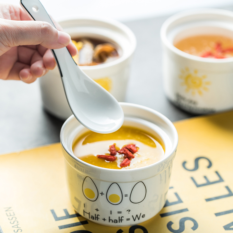 炖盅杯隔水炖罐家用带盖燕窝蒸蛋人参煲汤 1-2小号日式一人小盅碗