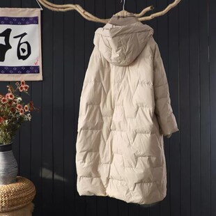 2024冬季新款大码宽松胖MM轻薄羽绒棉服女长款过膝棉衣连帽外套潮